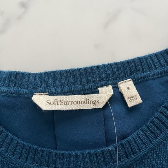 Soft Surroundings Sirena Knit tunic Wool alpaca Sz small Poseidon Blue Preppy - Picture 3 of 10